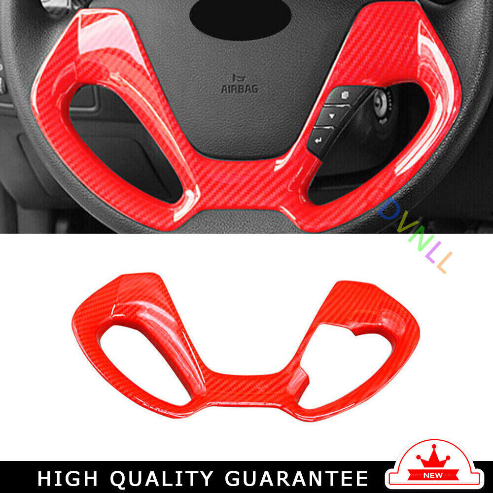 Car Inner Steering Wheel U Type Cover Trim for Kia K3 2014-2018 Red Carbon Fiber