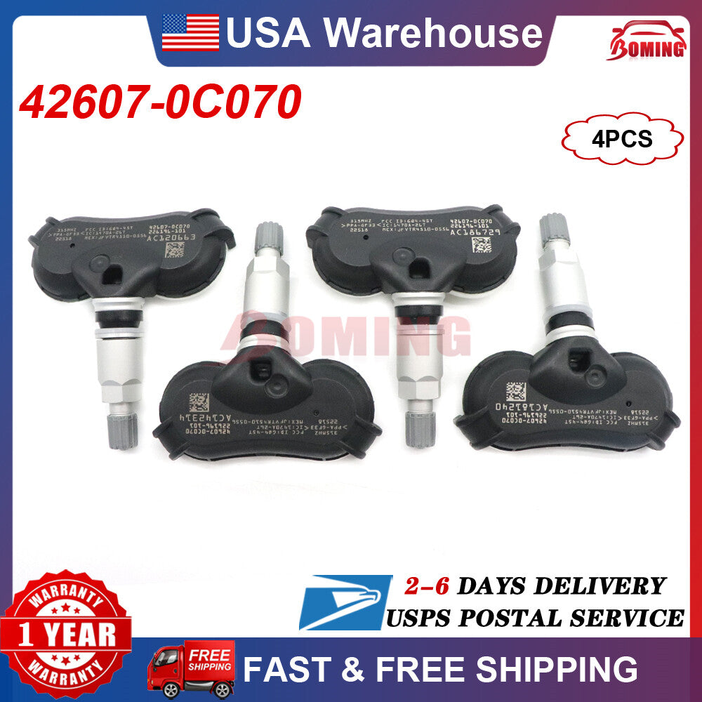 New 4-piece TPMS tire pressure sensor kit for Toyota Sequoia for Sienna Tundra 42607-0C070
