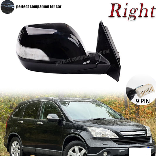 Right Black Door Side Mirror W/ Signal Light Heated 9PIN for HONDA CRV 2007-2011