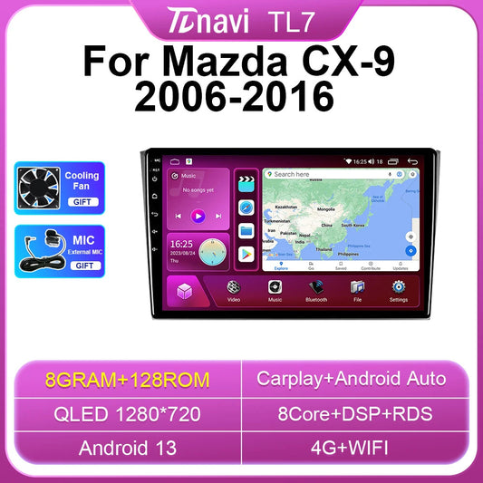 for Mazda CX9 TB Multimedia Stereo Carplay GPS Navi 128GB Car Radio Android Auto
