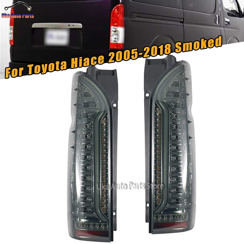 1 Pair LED Dynamic Tail Light Rear Brake Lamp for Toyota Hiace 2005-2018 Smoked