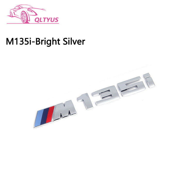 Small lettering decal badge set for BMW M135i silver trunk badges