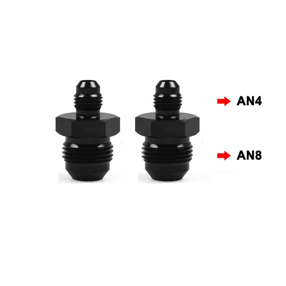 2Pcs 4AN to 8AN Male Flare Coupler Union Straight Fuel Hose Adapter Fitting Blk