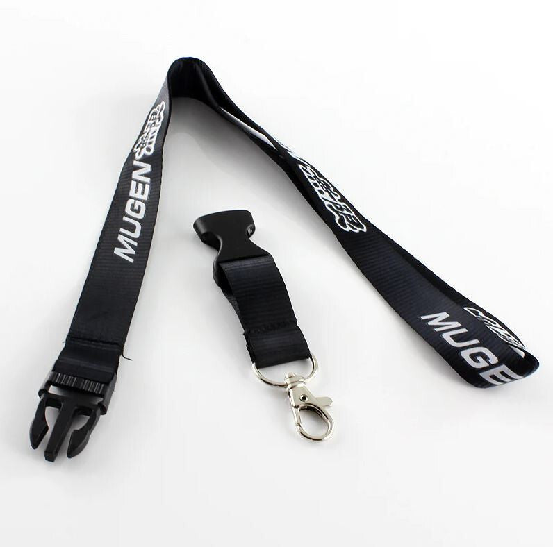 Car keychain, key ring, badge, lanyard, neck strap, black Mugen, suitable for Nissan .