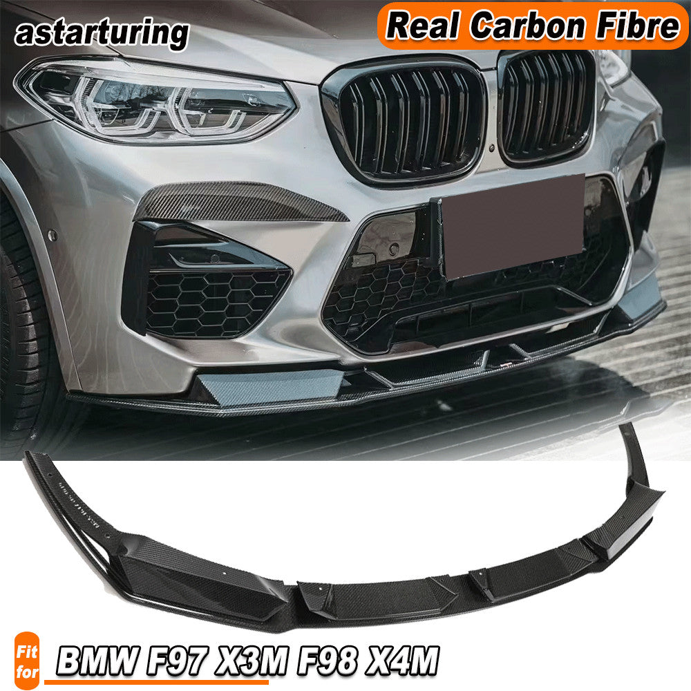for BMW F97 X3M F98 X4M 2019-2023 Real Carbon Front Bumper Lip Spoiler Splitters