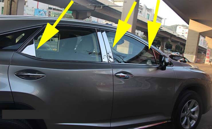 Door Pillar Post Panel Trims Window Cover For 16-2022 for Lexus RX350 RX450H Chrome