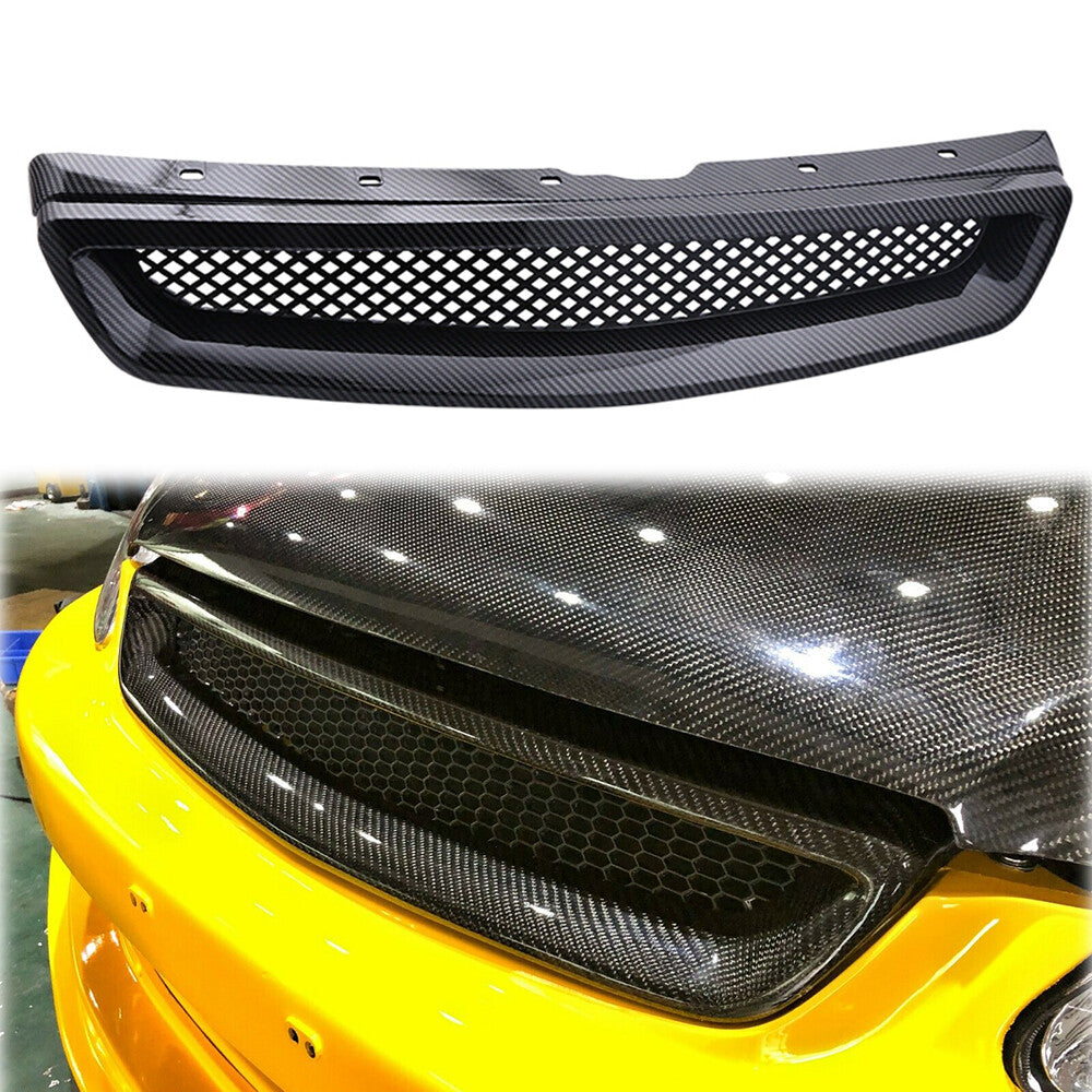 Front Hood Mesh Grill Grille ABS Carbon Fiber for 99-00 for Honda for Civic EX JDM CX DX