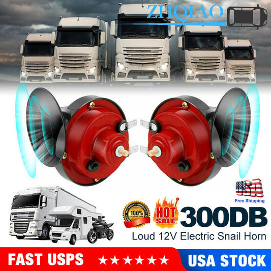 2X Super Loud Car 300DB Dual Tone Snail Electric Air Horn Siren Motorcycle