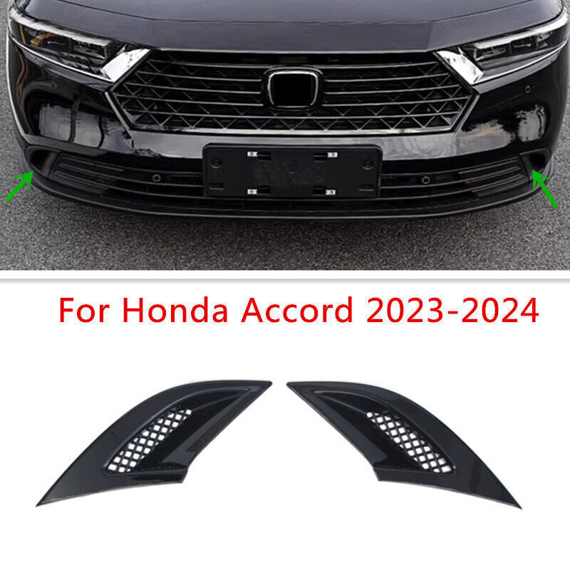2X Black LeftRight Front Bumper Fog Lamp Cover Trim for Honda Accord 2023-2024