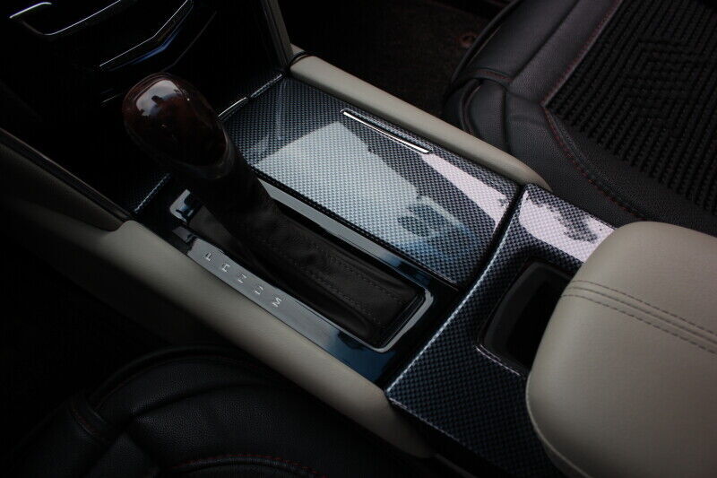 Middle Console Gear Shift Panel Trim for Cadillac XTS 2013-17 Black Carbon Fiber
