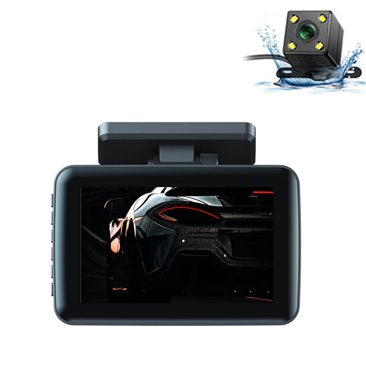 4in 3 Lens Dash Cam Car DVR Video Driving Recorder Front/Rear/Inside Cameras