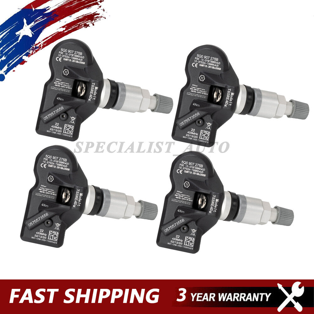 4X 433MHZ Tire Pressure Sensor TPMS for Audi for Volkswagen for Porsche 5Q0907275B