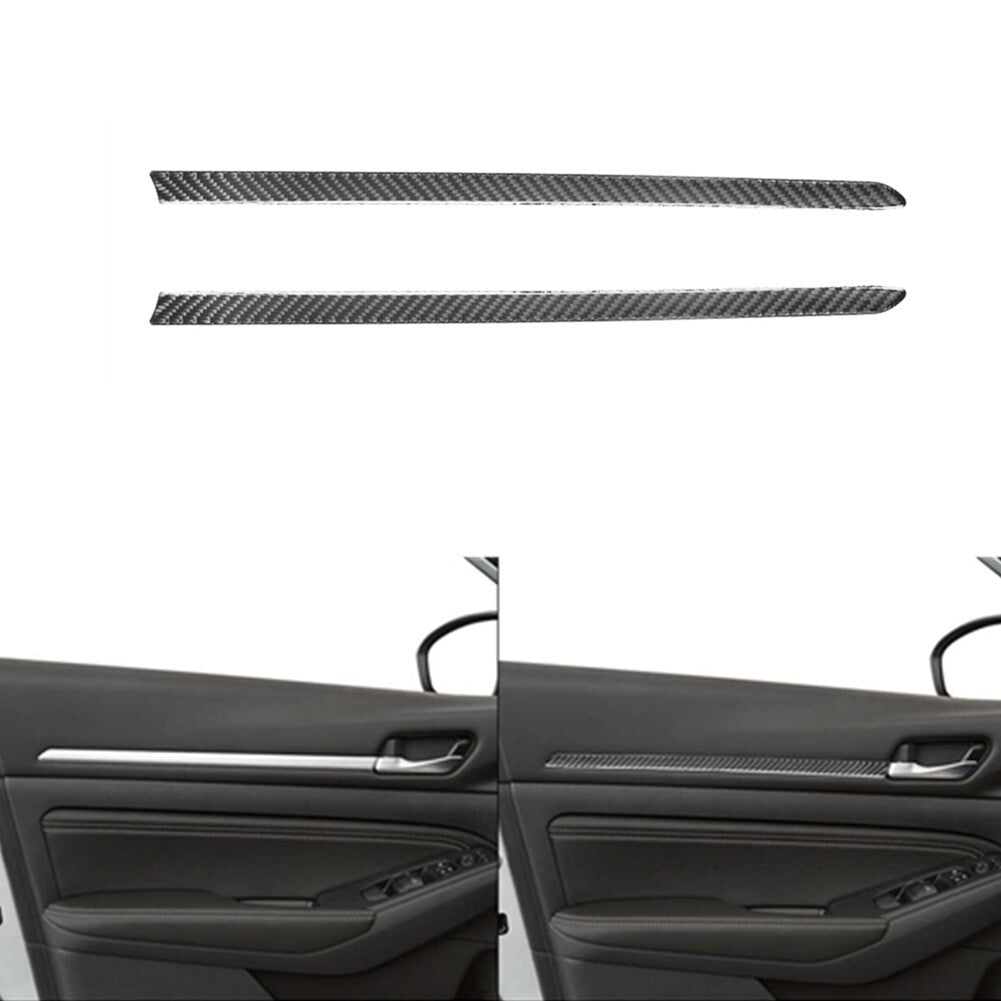 2X Carbon Fiber Front Door Panel Strips Cover Trim for Nissan Altima 2019-2022