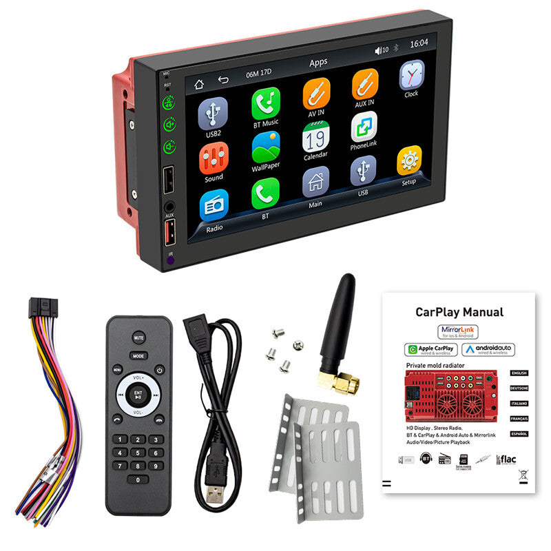 2Din CarPlay Car Radio Bluetooth Stereo Android-Auto MP5 Multimedia Player Audio