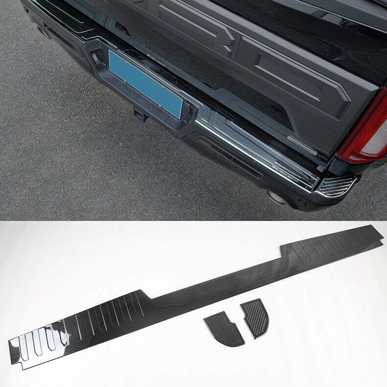 for Ford F150 F-150 2020 black Steel Rear Bumper Pedal Trunk Door Sill Cover 2x