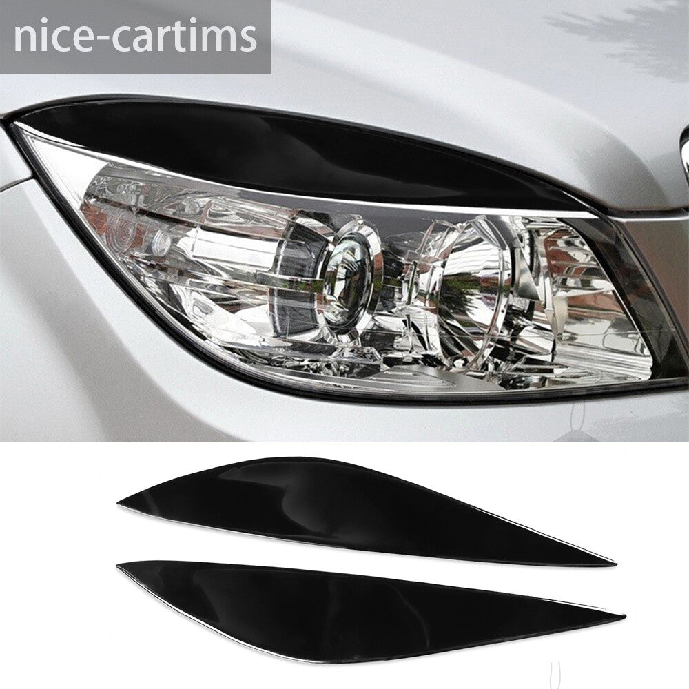 for Benz C Class W204 C180/200 2008-11 Headlight Eyebrow Eyelid Trim Piano Black