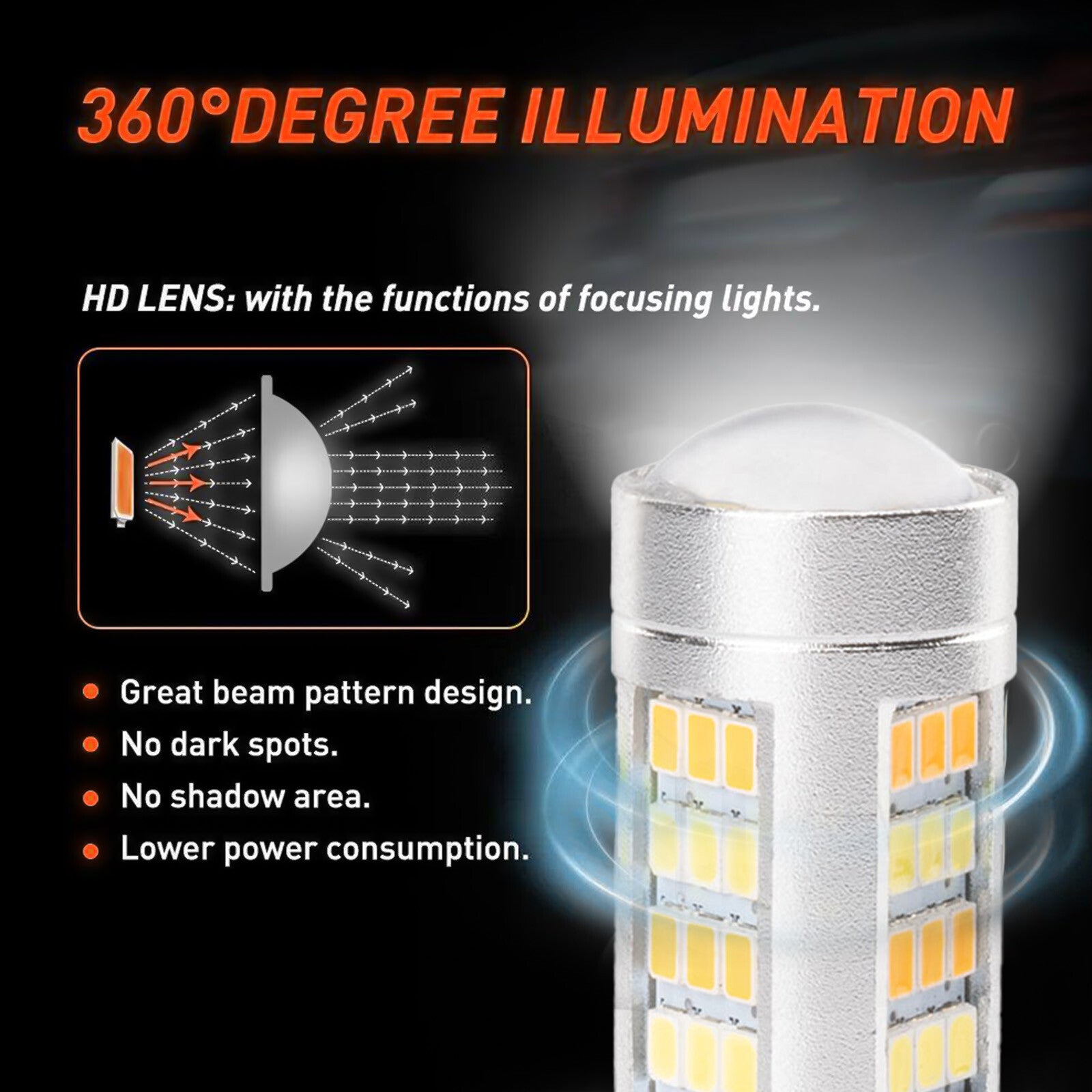 4pcs White Amber 3157 Parking Light Turn Signal Light LED Bulbs for Ford 2020