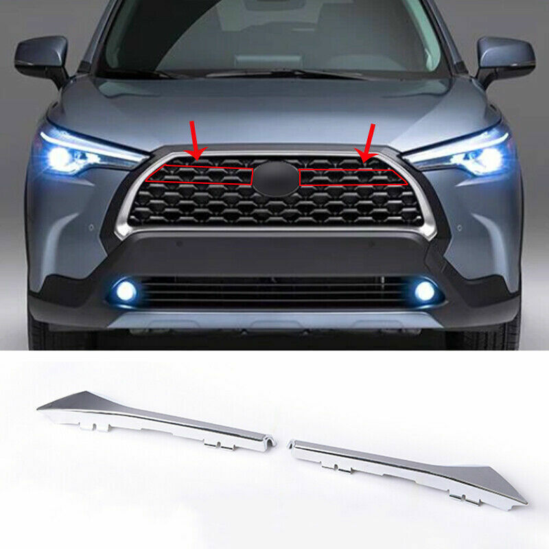Chrome Front Center Mesh Grille Grill Strips Trim for Toyota for Corolla Cross 22-23
