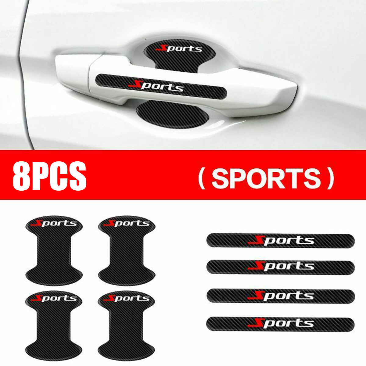 8X Black Car Door Handle Bowl Sticker Protector Anti Scratch Cover Accessories