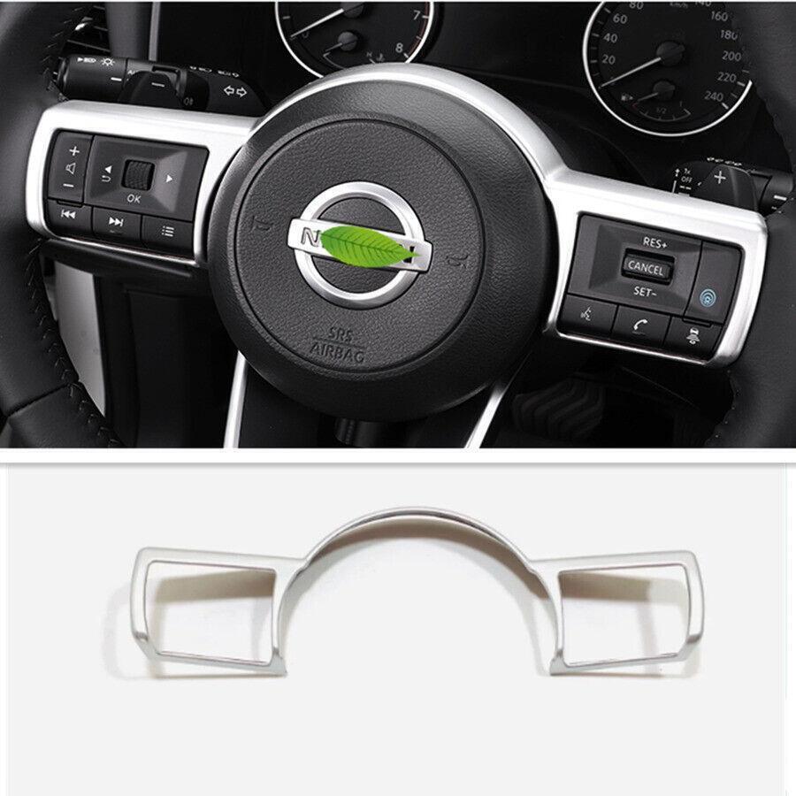 for Nissan Rogue 2021-23 ABS Silver Inner Steering Wheel Button Frame Cover Trim