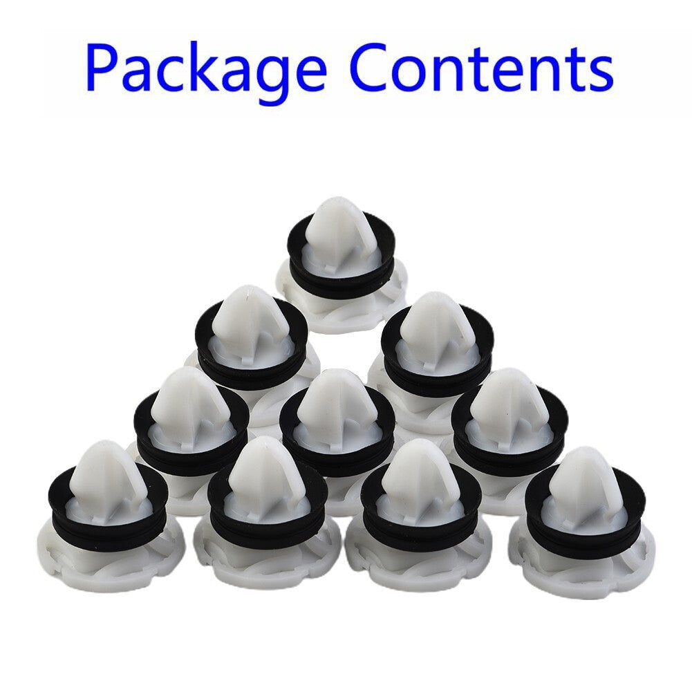 10-Pack Nylon Door Decor Panel Mounting Clips, White, for Reno 7703077476 20mm