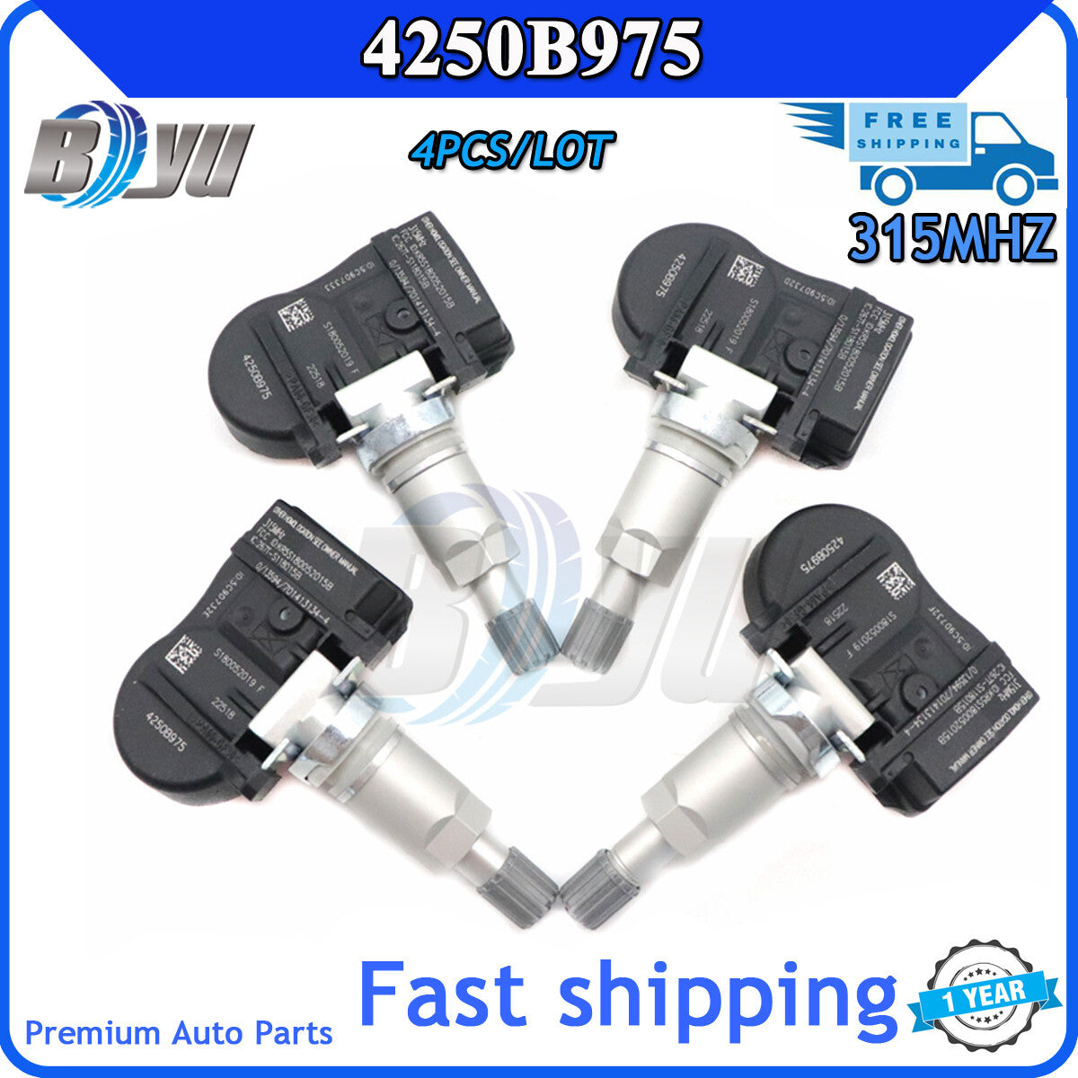 4-pack TPMS tire pressure sensors 315MHz 4250B975 for Mitsubishi Lancer Outlander