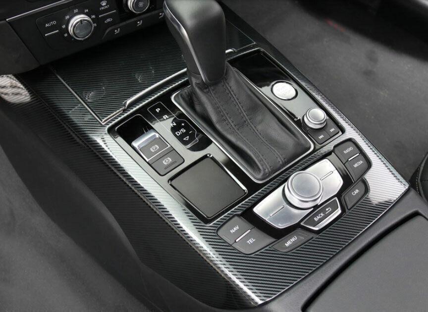for Audi A6 A7 S6 S7 2012-18 Carbon Steel Center Console Gear Shift Cover Trim4