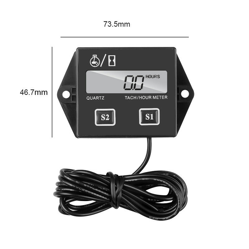 1Pc Motorcycle Digital Engine Tach Hour Meter Tachometer Gauge Inductive Display