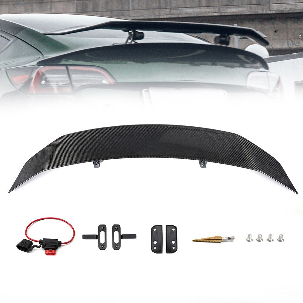 Automatic Adjustable Real Carbon Fiber Rear Spoiler Wings for Tesla model 3/Y