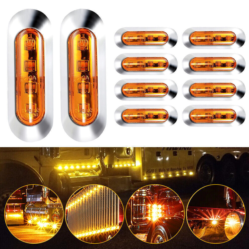 10-50X Yellow Amber 4 SMD LED Side Marker Tail Light Clearance Truck Trailer Car