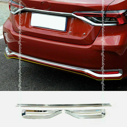 3X for Toyota for Corolla 2019-2023 Chrome Rear Bumper Strips+Fog Light Cover Trims
