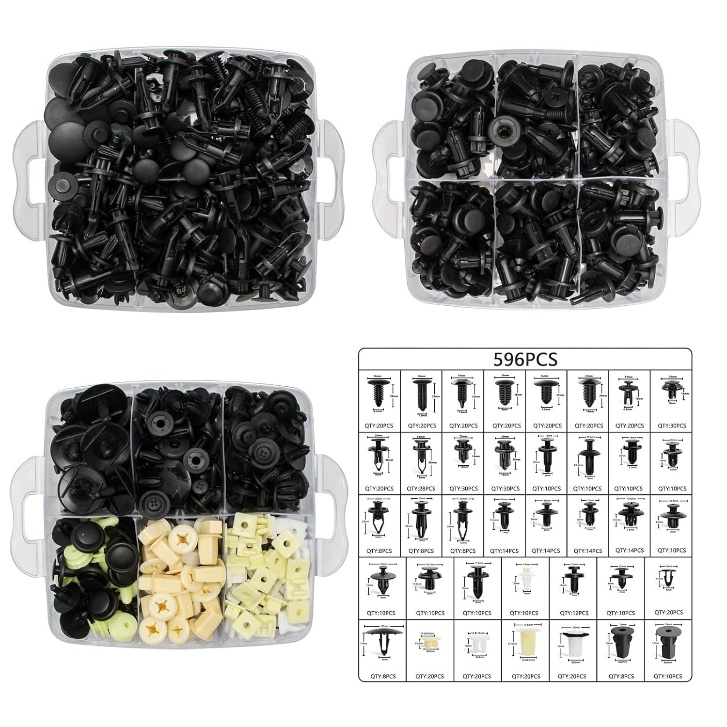 Car bumper retainer clips, 38 popular sizes, car door panel trim clip kits on