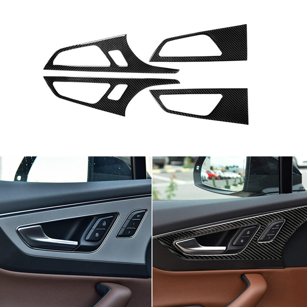 Car Inner Door Handle Trim Interior Carbon Fiber Sticker for Audi Q7 2016-2019