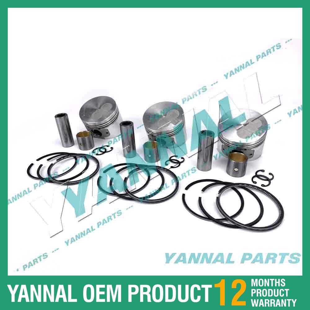 3-piece piston pack with piston rings + 0.5 mm for Yanmar 3TNV66 engine (oversized)