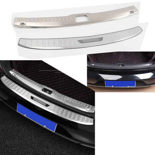 for Volvo S90 17-20 Silver InnerOuter Rear Bumper Protector Sill Plate Cover 2x