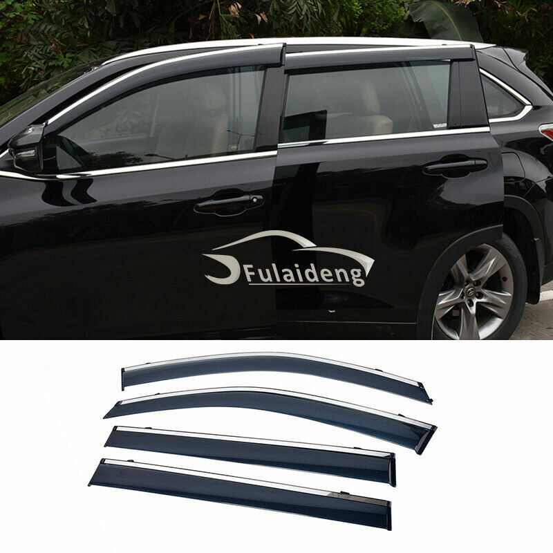Window Visor Sun Rain Guard Vent Shade Deflectors for Toyota Highlander 2014-19