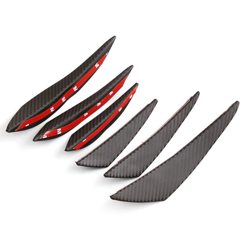 6x Car Front Bumper Lip Splitter Carbon Fiber Printing Body Diffuser Fin Spoiler