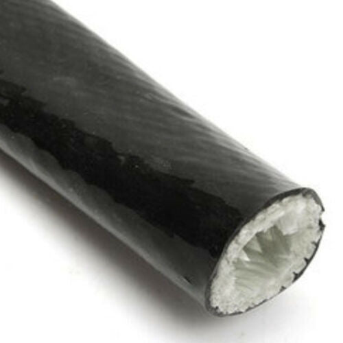Black 10-foot fireproof woven flame insulation cover, 3/4 inch ID, fits 10AN, suitable for oil lines.