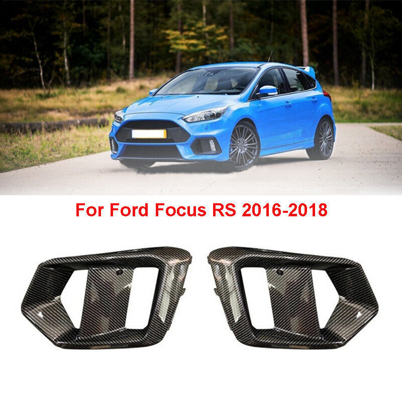 Carbon Fiber Style ABS Front Bumper Fog Lamp Cover Bezel for Ford Focus RS 16-18