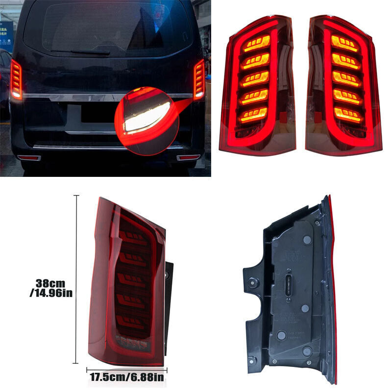 for Mercedes Benz Vito W447 2015-22 Pair LED Dynamic Rear Tail Light Brake Lamps