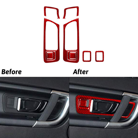 8X Red Carbon Fiber Door Pull Cover Trim for Land Rover Discovery Sport 2015-19