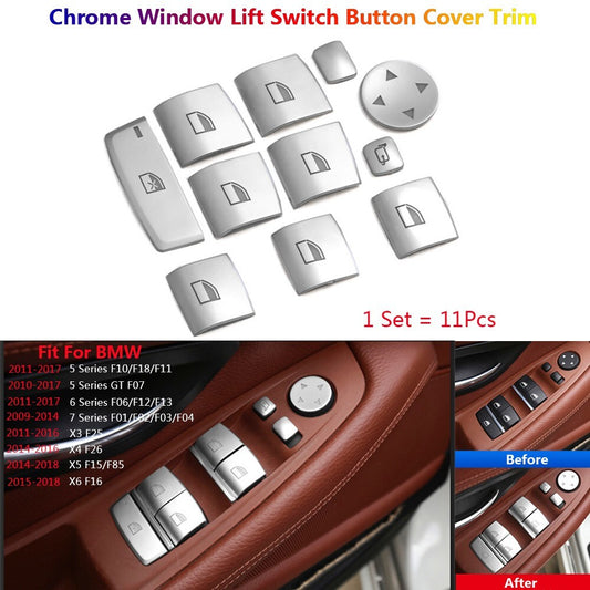 11x for BMW 5 6 7 X3 X4 X5 X6 F10 F15 F16 Car Window Switch Button Cover Sticker