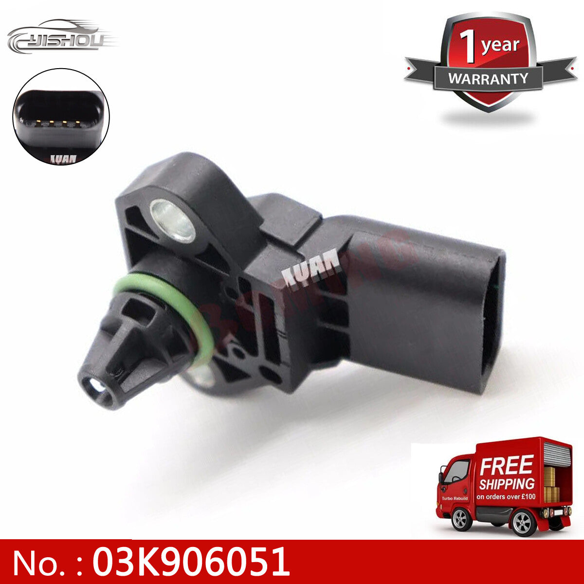 03K906051 Turbocharger Intake Manifold Pressure Sensor for Volkswagen for Audi 02810060