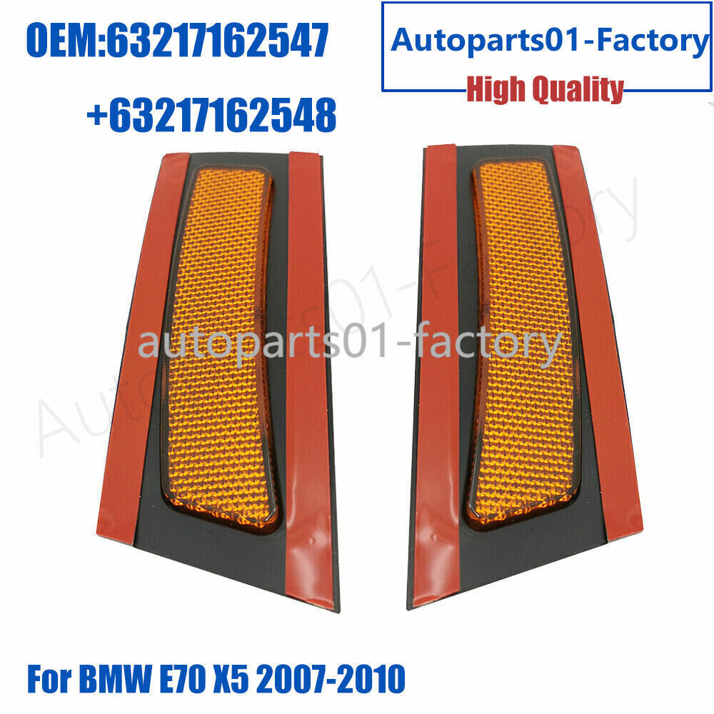 RH  LH Amber Front Bumper Side Marker Lights Reflector for BMW E70 X5 2007-2010