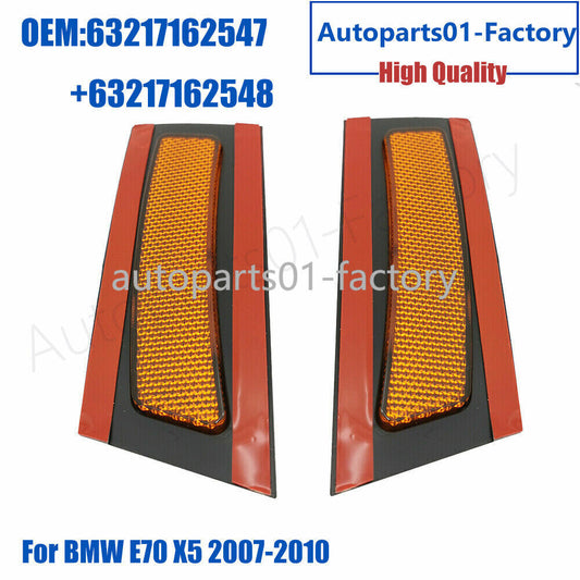 RH  LH Amber Front Bumper Side Marker Lights Reflector for BMW E70 X5 2007-2010