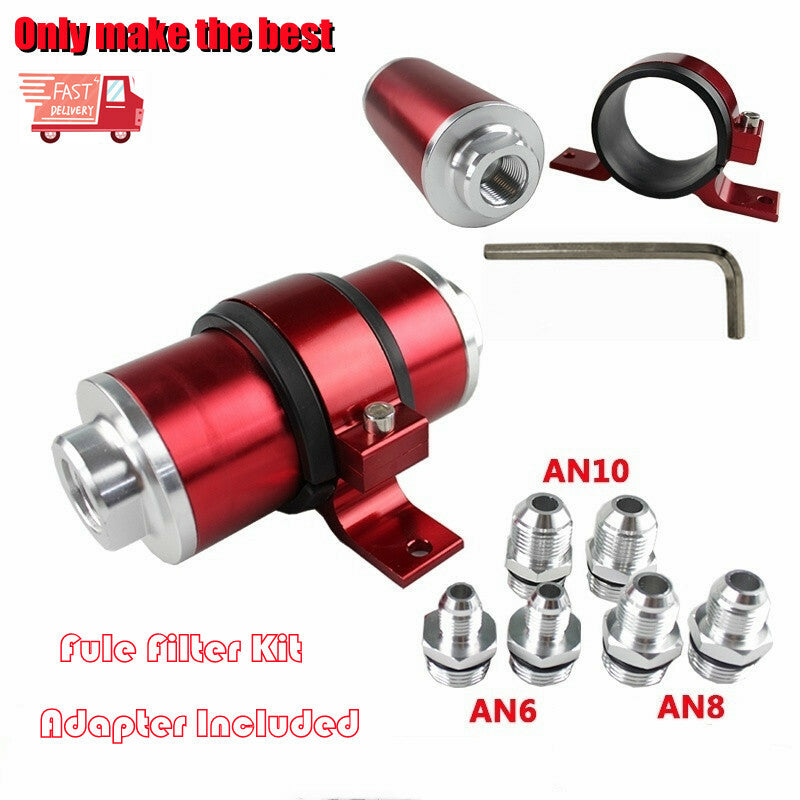 6AN/8AN/10AN high flow 100 micron cleanable direct-emission fuel filter adapter