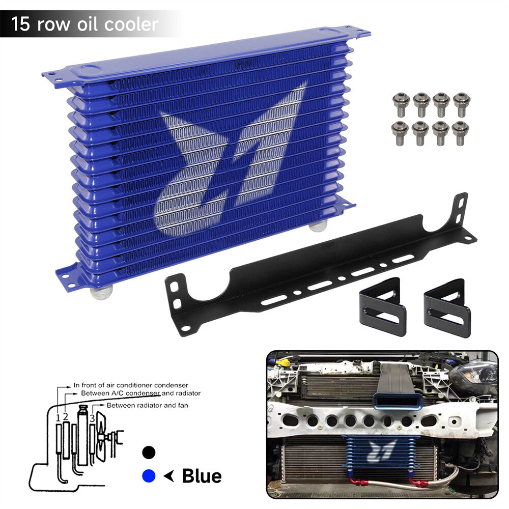 Universal 15 Row AN10 Engine Transmission 262mm Oil Cooler Mounting Bracket Kit