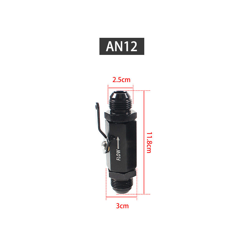 AN12 12AN Black Inline Fuel Shut Off Valve Cut Off Flow Control with Cable Lever