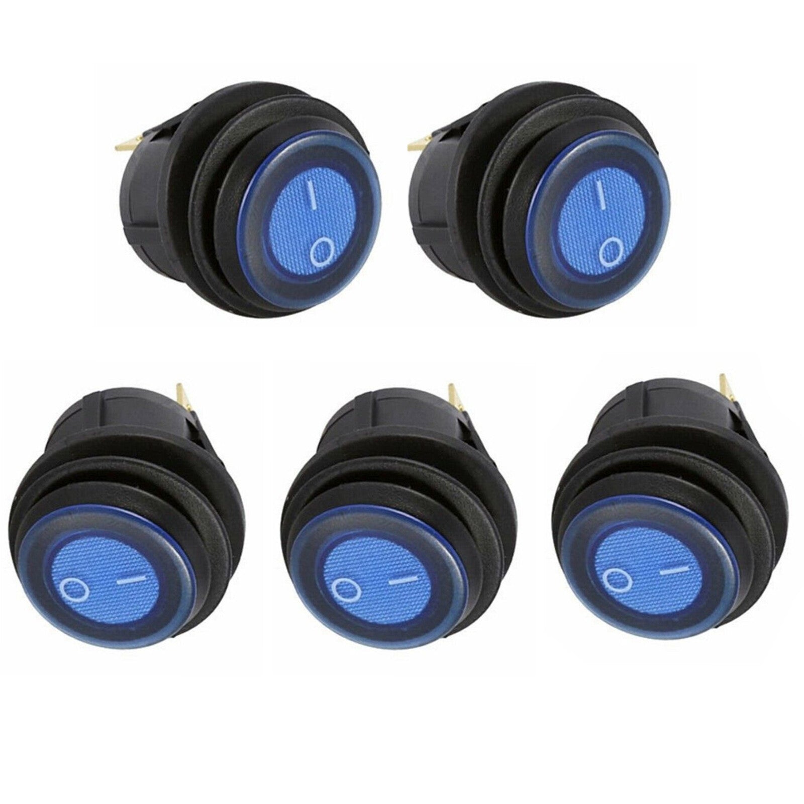 5Pcs/Set 12V 20A Car SPST Auto Marine Boat Round On/Off Rocker Waterproof Switch