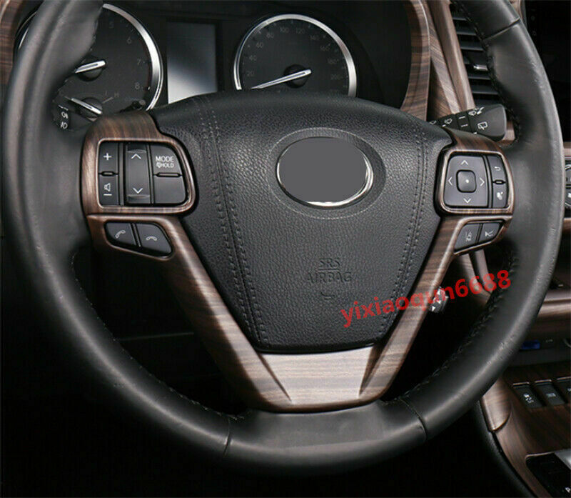 3X Wood Grain Steering Wheel Decor Cover Trim for Toyota Highlander 2014-2019